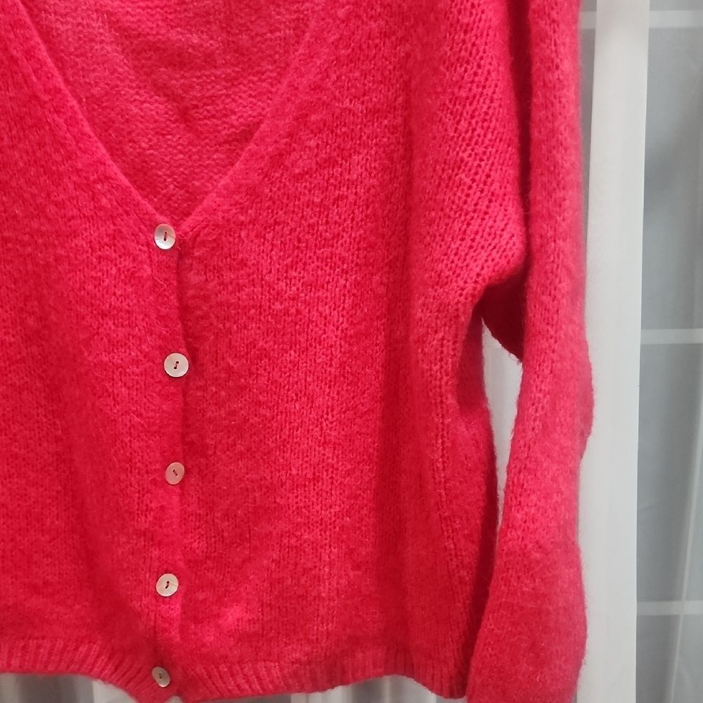Red Button-Up Sweater - Picture 2 of 3